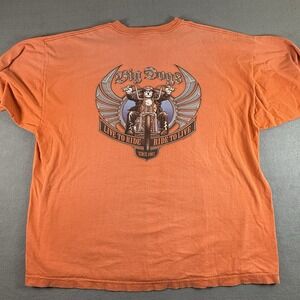 Vintage Big Dogs Shirt Men 3XL Orange Tee Motorcycle Biker Chopper Y2K 2000s